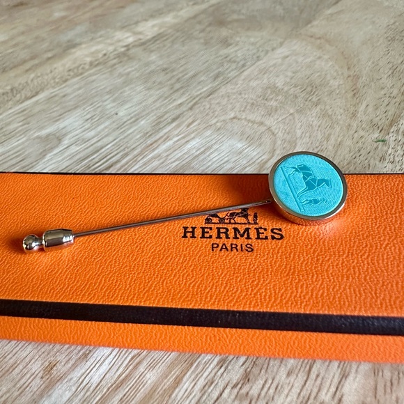 Hermes Turquoise Corozo Brooch